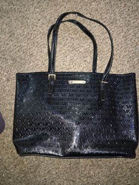 Michael Kors Black Patent MK Logo Tote